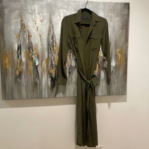 Polo by Ralph Lauren Olive Green Silk Shirt Dress